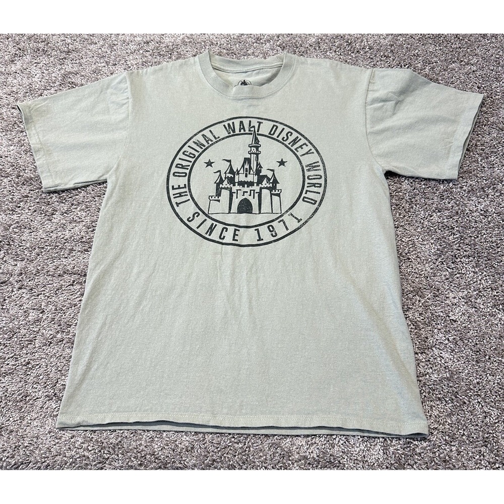 Original Walt Disney World T-Shirt Castle M Short Sleeve Green Retro VTG Inspire